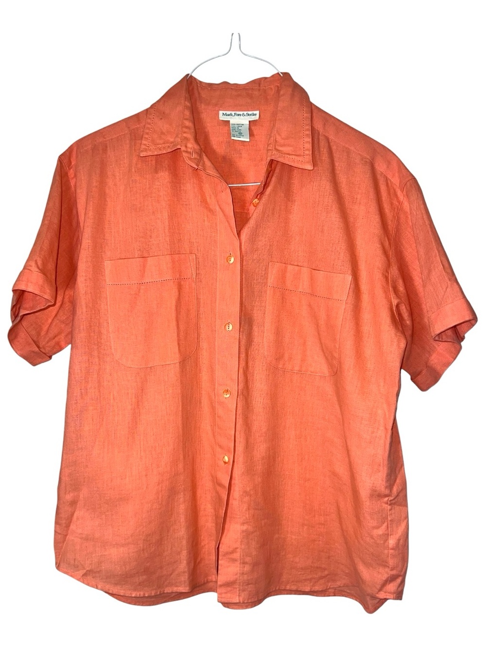 Mark, Fore & Strike Coral Linen Blend Button Front Shirt Top NWOT Size 12
